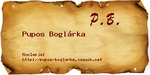 Pupos Boglárka névjegykártya